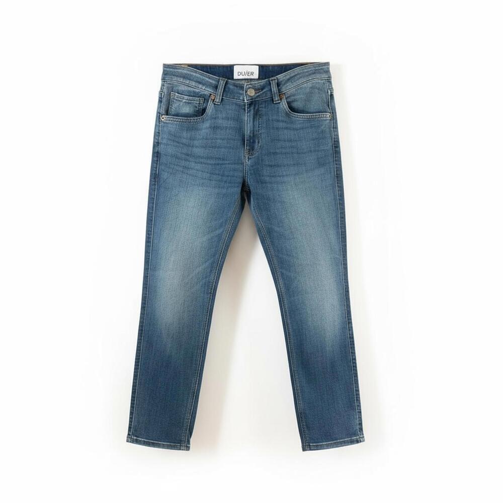 DU/ER Performance Denim Jeans Women’s 27x28 Mid Rise Slim Straight Blue Wash